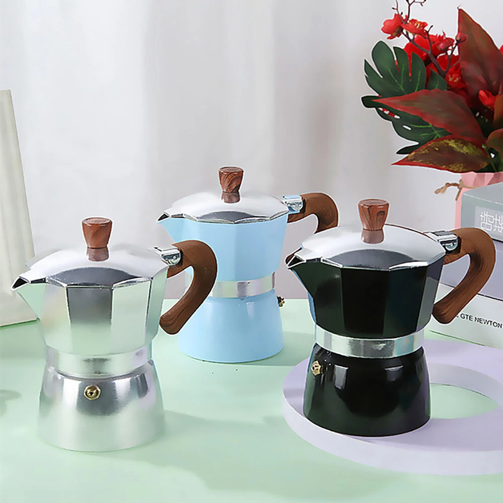 (image for) 150ml / 300ml Italian Moka Pot Portable Espresso Coffee Stove Industrial Stainless Steel with Composite Bottom Scandinavian Minimalist Design